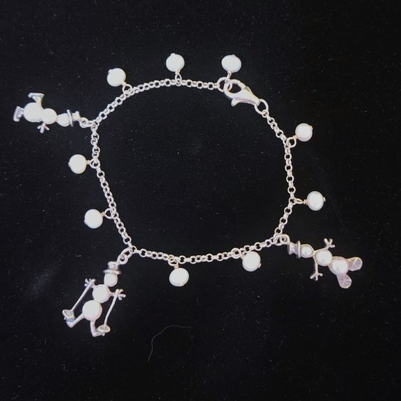 Sterling silver and real pearl bracelet - Picture 1 of 2